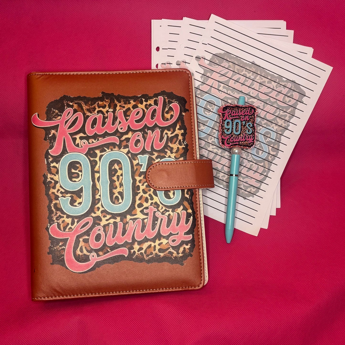 Raised on 90's Country Binder Bundle — A5 Binder, Matching Paper + Beaded Pen