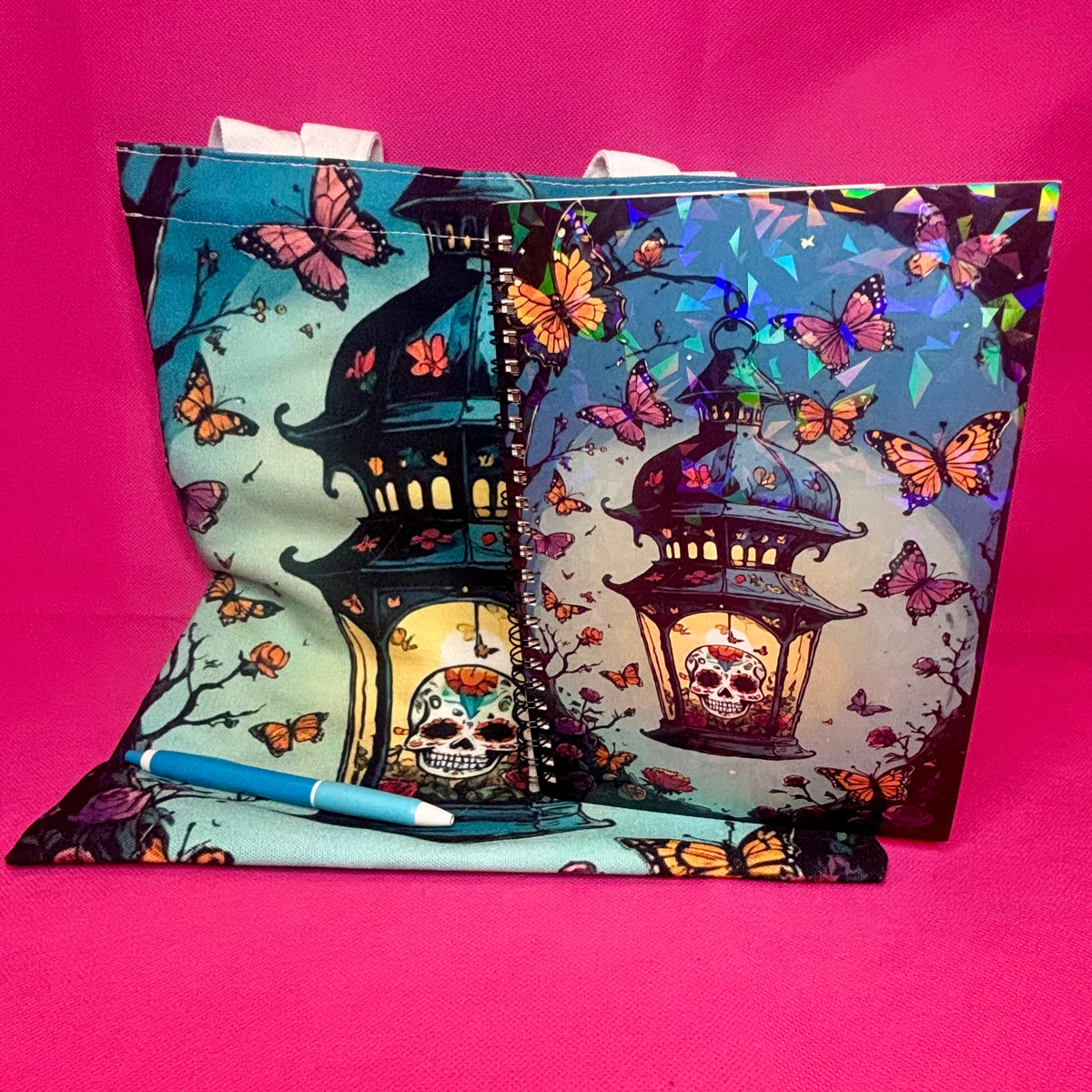 Skull Lantern Mini Bundle — Notebook, Tote & Pen