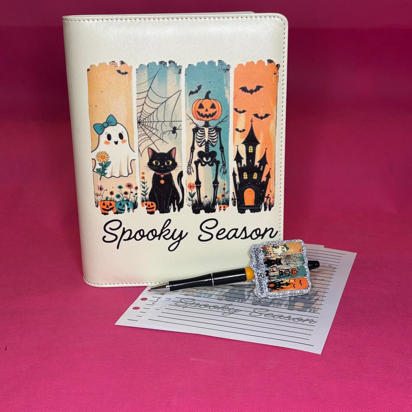Spooky Season Binder Bundle — Vintage Halloween A5 Binder, Matching Paper + Beaded Pen | Only 1 Available