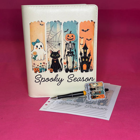 Spooky Season Binder Bundle — Vintage Halloween A5 Binder, Matching Paper + Beaded Pen | Only 1 Available