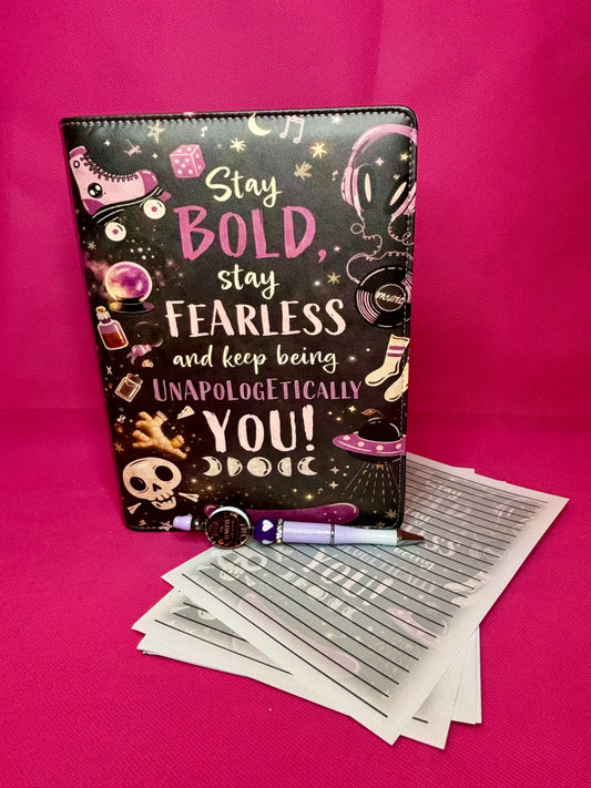 Stay Bold, Stay Fearless Binder Bundle - A5 Binder, Matching Paper & Beaded Pen