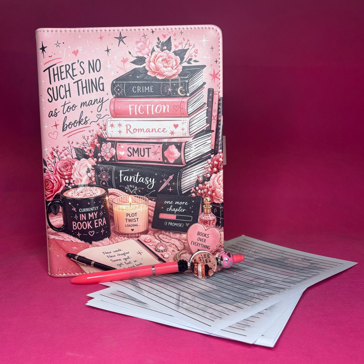 Never Too Many Books Binder Bundle — Bookish A5 Binder, Matching Paper + Beaded Pen | Only 1 Available