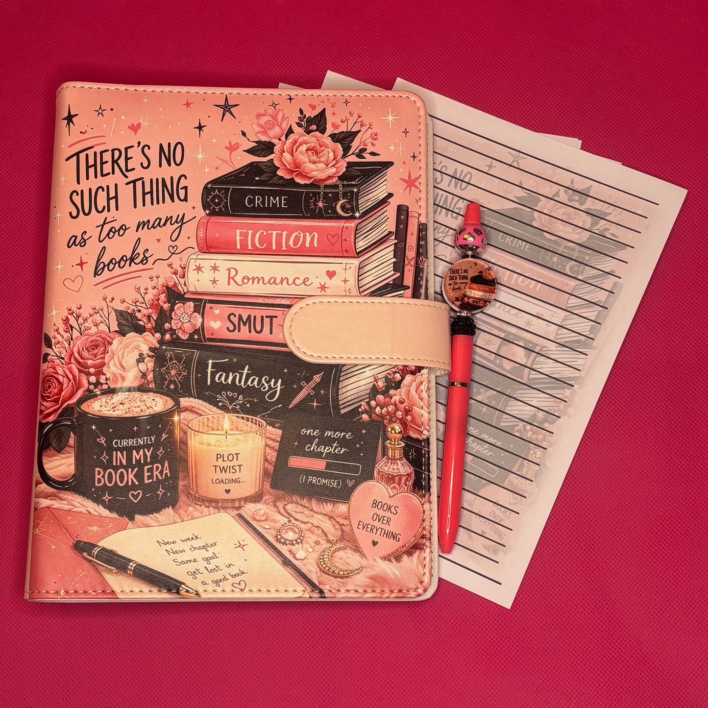 Never Too Many Books Binder Bundle — Bookish A5 Binder, Matching Paper + Beaded Pen | Only 1 Available